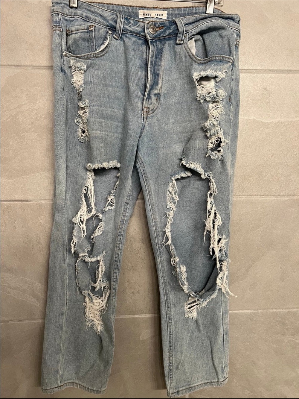 Almost Famous Light Blue Distressed Ankle Jeans